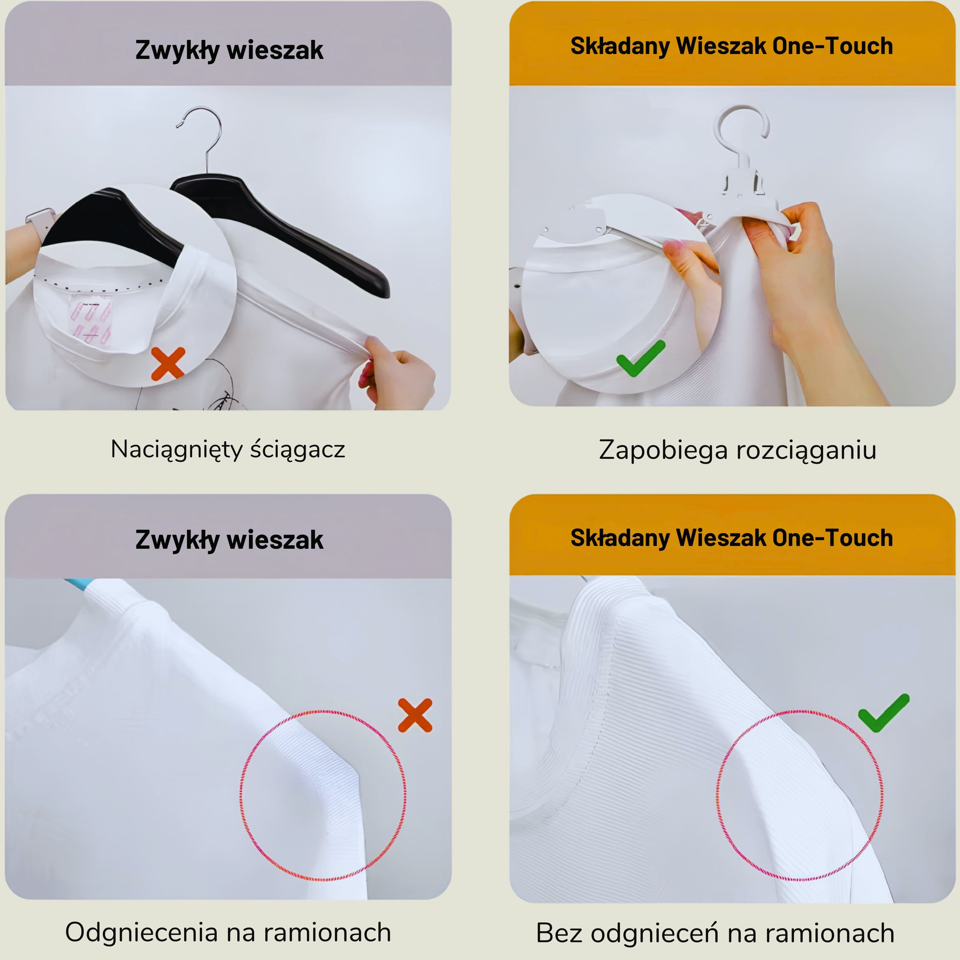 Wieszak składany One Touch 3 szt. + 1 gratis